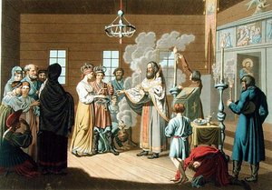 Die russische Hochzeit, graviert von X. Wagner
