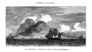 Die Insel Montserrat im Karibischen Meer, 19. Jahrhundert von E de Berard