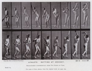 Die menschliche Figur in Bewegung: Athlet, schlagen beim Cricket von Eadweard Muybridge