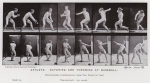 Die menschliche Figur in Bewegung: Athlet, fangen und werfen beim Baseball von Eadweard Muybridge