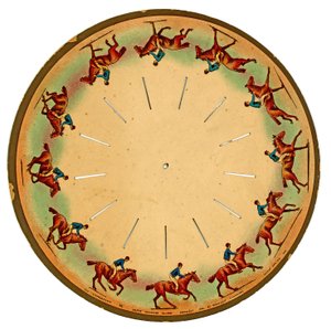 Zoopraxiskop-Scheibe zeigt ein galoppierendes Pferd, 1893
