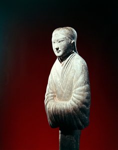 Detail einer Grabfigur, möglicherweise aus der Provinz Shensi