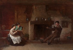Garnwickeln, Innenansicht einer Küche in Nantucket, 1872