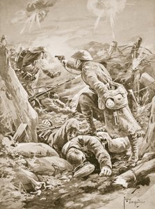 Private (Acting-Corporal) L. Clarke, der im Alleingang eine Gruppe Deutscher während eines Gegenangriffs in Schach hält