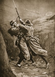 Private Lavin kämpft mit einem türkischen Bomber in einem britischen Schützengraben bei Suvla Bay, Gallipoli von Edgar Alfred Holloway