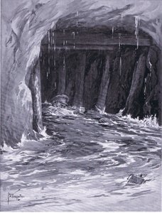Zweiter Korporal Collier kämpft sich aus einer fast wassergefüllten Minengalerie, nachdem er seine Arbeit abgeschlossen hat (DCM) von Edgar Alfred Holloway