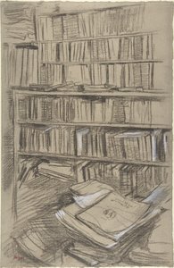 Bücherregale, Studie für „Edmond Duranty“ von Edgar Degas
