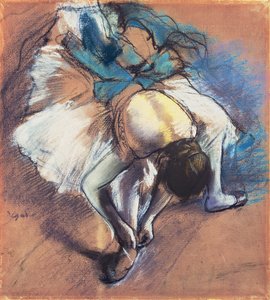 Tänzerin, die ihren Schuh befestigt, ca. 1880-85 von Edgar Degas