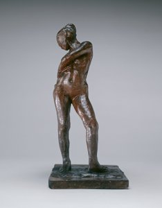 Tänzerin befestigt das Band ihrer Strumpfhose, ca. 1885-1890