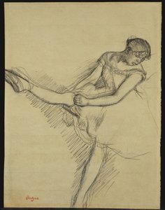 Sitzende Tänzerin, die ihren Strumpf richtet, ca. 1880