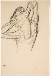 Tänzerin, Halbfigur, Arme hinter dem Kopf verschränkt, ca. 1890 von Edgar Degas
