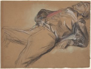 Gefallener Jockey, Studie für Szene aus dem Steeplechase: Der gefallene Jockey, ca. 1866