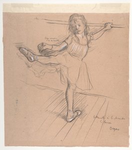 Kleines Mädchen beim Üben an der Stange von Edgar Degas