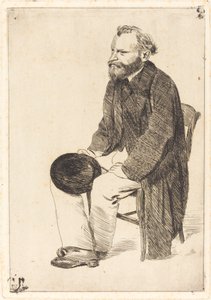 Manet sitzt, nach links gedreht Manet assis, tourné à gauche, ca. 1861 von Edgar Degas