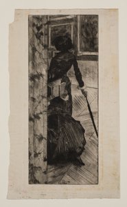 Mary Cassatt in der Gemäldegalerie im Louvre von Edgar Degas