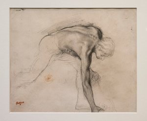 Nackter Mann, der sich bückt, um einen Gegenstand aufzuheben. Um 1859-1861. Graphit auf Velinpapier.