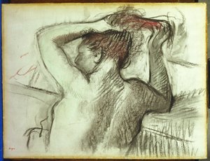 Akt, der sich die Haare kämmt von Edgar Degas