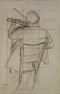 Sitzender Geiger von hinten gesehen, 1875-1876