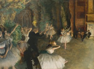 Die Ballettprobe auf der Bühne von Edgar Degas