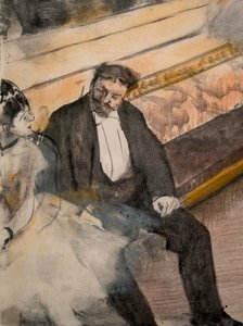 Zwei Männer und zwei Tänzerinnen (Detail). Um 1876-1877. Pastell auf Monotypie.