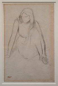 Frau, die am Wasser sitzt. Um 1867-1868. Schwarzer Bleistift auf Velinpapier.
