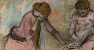 Junge Mädchen betrachten ein Album, ca. 1884 von Edgar Degas