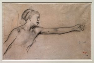 Junge spartanische Mädchen (Studie für „Kleine spartanische Mädchen provozieren Jungen“). Um 1860-1862. Schwarzer Bleistift, Graphit, Mischtechnik auf Transparentpapier. von Edgar Degas