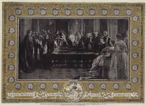 Ihre Majestät die Königin verleiht dem Kaiser Napoleon III. den Hosenbandorden im Windsor Castle, April 1855 von Edgar Melville Ward