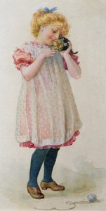 Kleines Mädchen mit einem Kätzchen von Edith Scannell