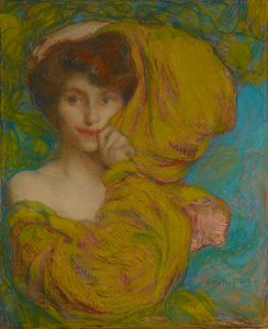Junge Frau mit gelbem Schal, ca. 1900