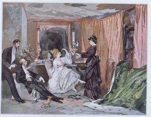 Das Ankleidezimmer von Hortense Schneider (1833-1920) im Théâtre des Variétés, 1873