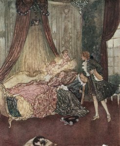 Dornröschen: Prinz Charming entdeckt das schlafende Mädchen, ca. 1910