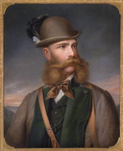 Porträt von Franz Joseph I. von Österreich in Jagdkleidung, 1877 von Edmund Mahlknecht