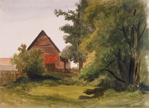 Blick auf Hampstead mit einer Scheune links, Hampstead, Camden, London, 1842