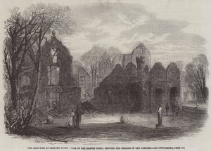 Das späte Feuer im Campden House, Ansicht der Gartenfront, die die Überreste des Theaters zeigt von Edmund Morison Wimperis