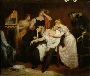 Charles-Ferdinand von Frankreich (1778-1820) in seiner Loge an der Oper in der Rue de Richelieu nach dem Attentat von Louis Louvel