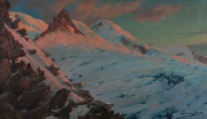 Zwei Bergsteiger, die in Les Grands Mulets ankommen (Mont-Blanc-Massiv) von Edouard Brun