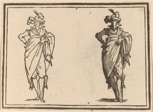 Herr von vorne gesehen mit Hand an der Hüfte von Edouard Eckman after Jacques Callot