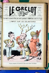 Titelblatt von „Le Grelot“, Nummer 1009, Satirisch in Farben