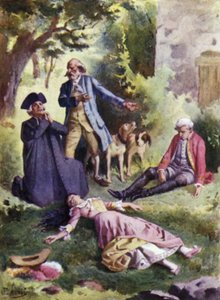 Tot, tot! sagte Geduld, und da ist der Mörder!. Illustration für Mauprat von George Sand