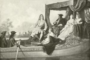 Händels Flusskonzert für Georg I. (Gravur) von Edouard Jean Conrad Hamman