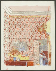 Innenraum mit rosa Tapete I, Platte fünf aus Landschaften und Innenräume von Édouard Jean Vuillard