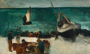 Fischerboote und Fischer; Marine in Berck: Fischerboote und Fischer, 1873