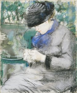 Mädchen im Garten sitzend, 1879