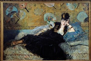 Die Dame mit den Fächern oder Porträt von Nina de Callias (1844-1884)