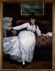 Die Ruhe (Porträt der Malerin Berthe Morisot auf einer Couch) von Édouard Manet