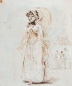 Frau mit offenem Regenschirm spazierend, 1880 von Édouard Manet