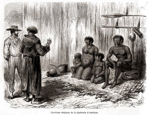 Christliche Evangelisierung einer Familie von Yahuas Orejones Indianern in Peru