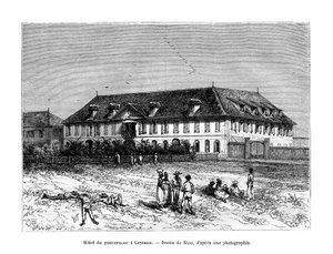 Das Gouverneurshaus, Cayenne, Französisch-Guayana, Südamerika, 19. Jahrhundert von Edouard Riou