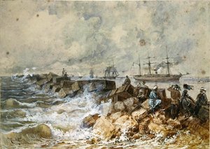 Der Suezkanal, aus einem Souveniralbum zur Erinnerung an die Reise der Kaiserin Eugenie (1827-1920) zur Einweihung 1869